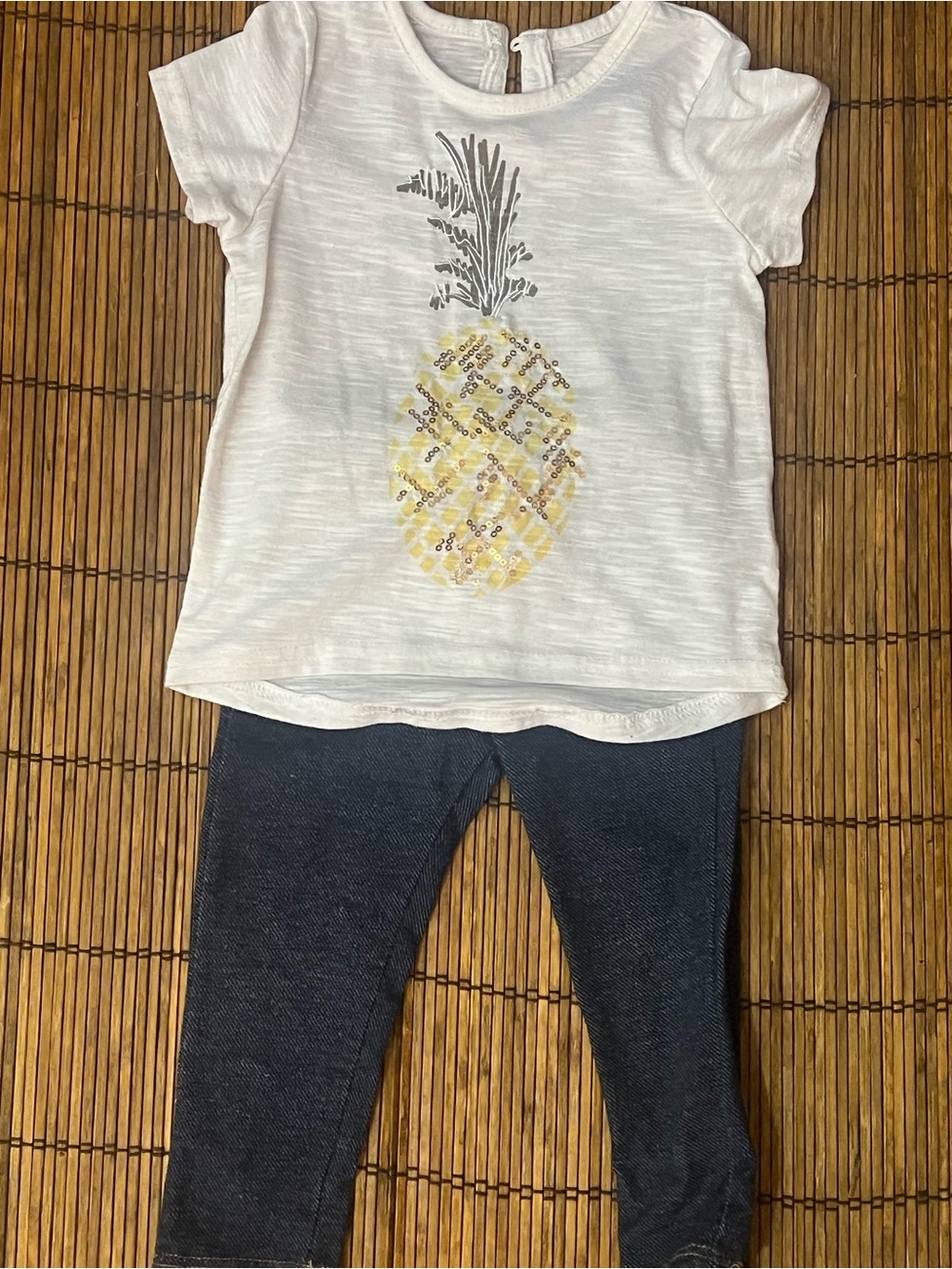 Jessica Simpson Baby Girls 18M 3 Piece Pineapple Outfit Vest Top Jeggings